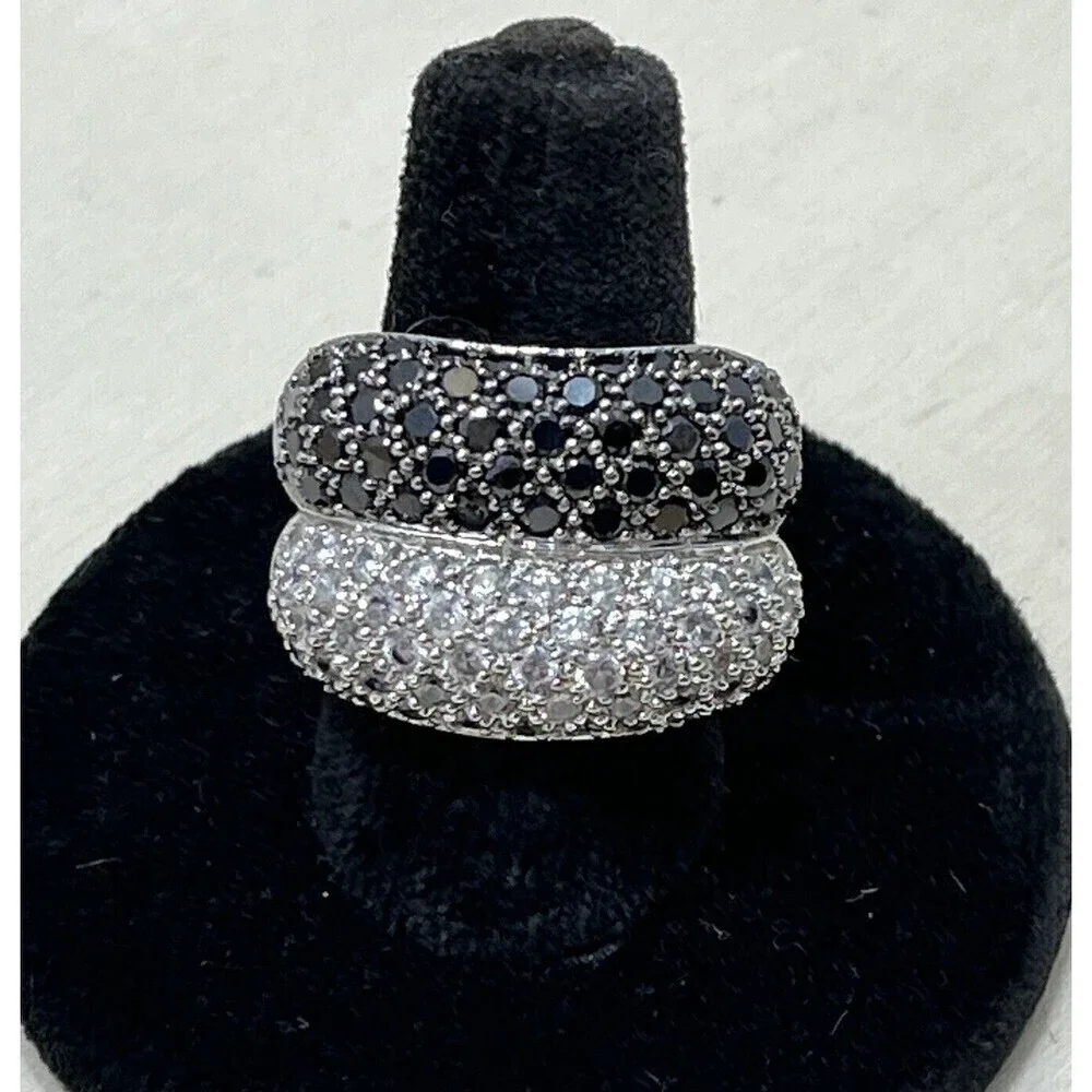 925 STERLING SILVER PAVÉ SET CZ DOUBLE BAND RING, SIZE 6.25 - Regency Mob Wife